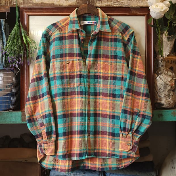 90s 아메리칸 빈티지 체크셔츠 헤비 플란넬 워크셔츠 윈도우 빅체크 s