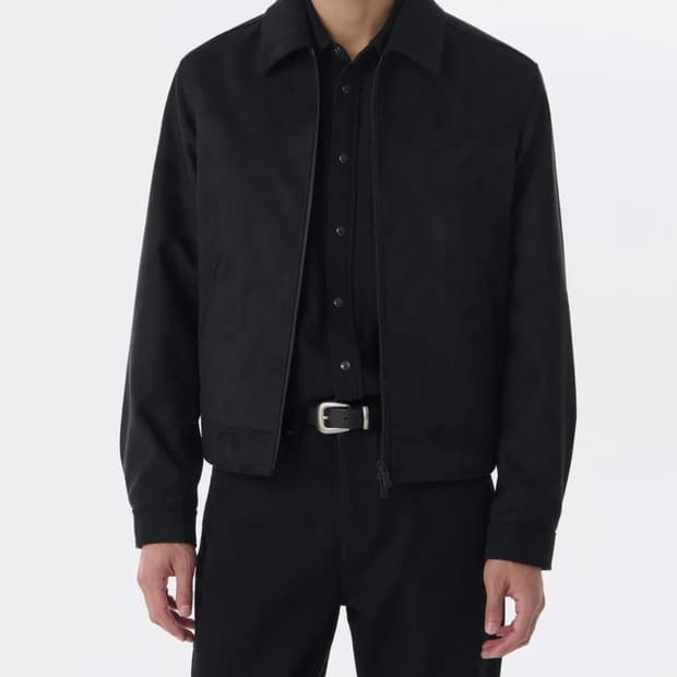 (XL) 무탠다드 신세틱 스웨이드 미니멀 웨스턴 재킷 [블랙]