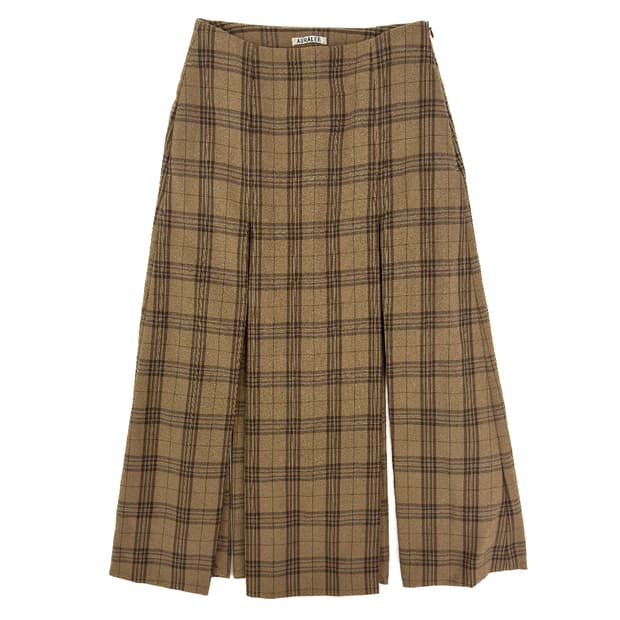 Auralee Checked Pleated Skirt