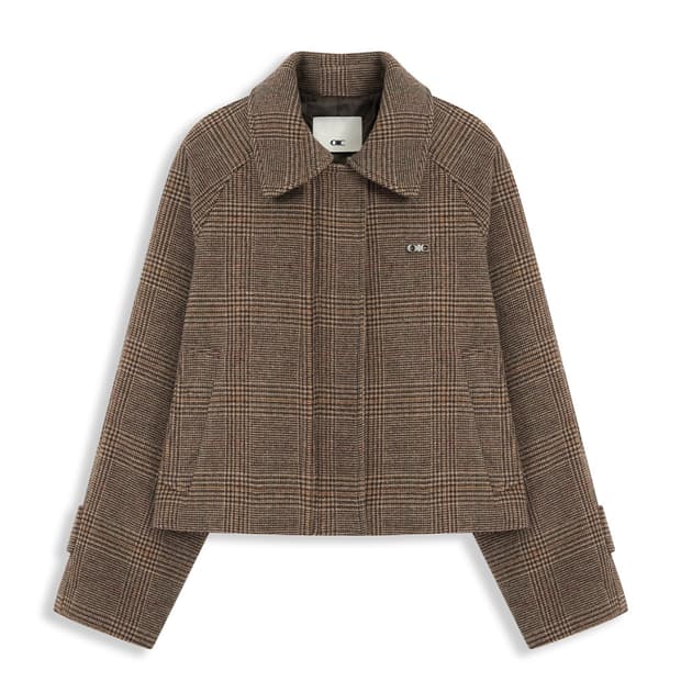 오아이오아이 OIC 체크 숏 울 자켓