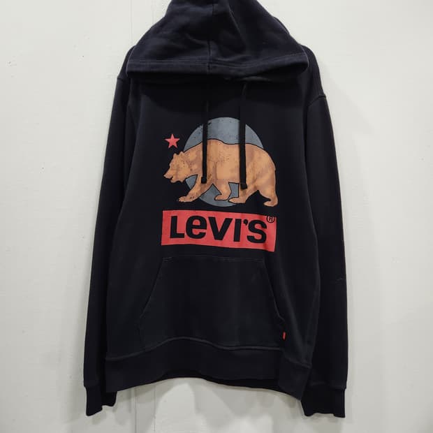 리바이스 캘리포니아 베어 블랙 후드티 남성 95사이즈