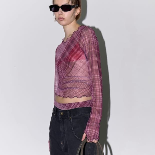 Gyeong 체크 메쉬 탑