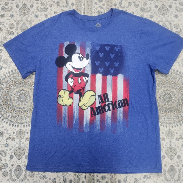 디즈니 미키마우스 성조기 프린팅 반팔티 2XL