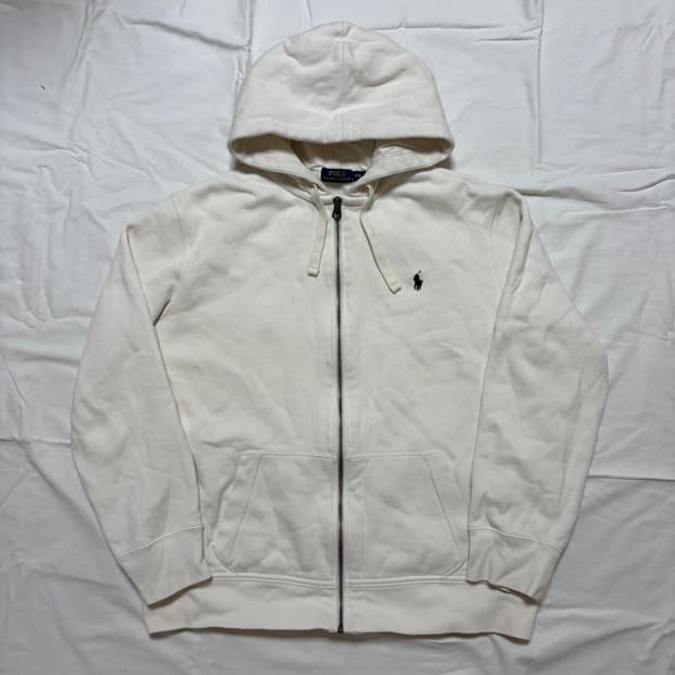 폴로 후드집업 화이트 핀터깔 xxl