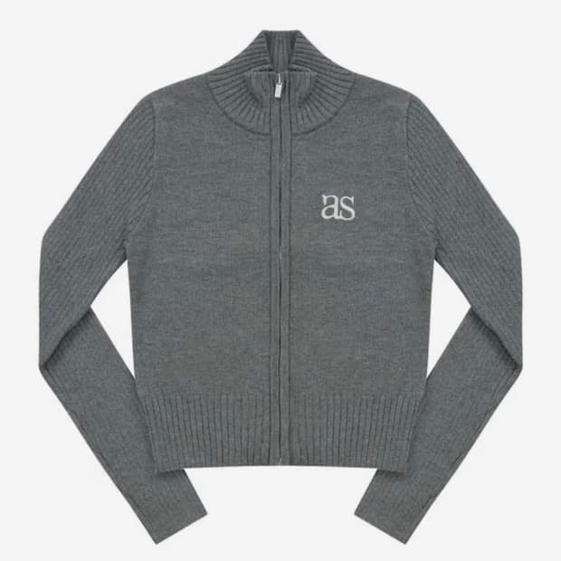 MARON KNIT ZIP-UP / CHARCOAL