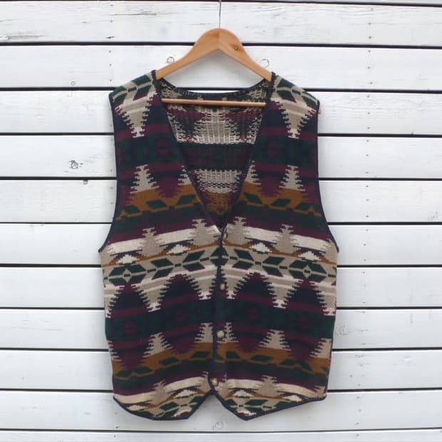 빈티지 나바호 조끼 남성 L