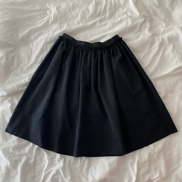 빈티지 블랙 미디 코튼 스커트