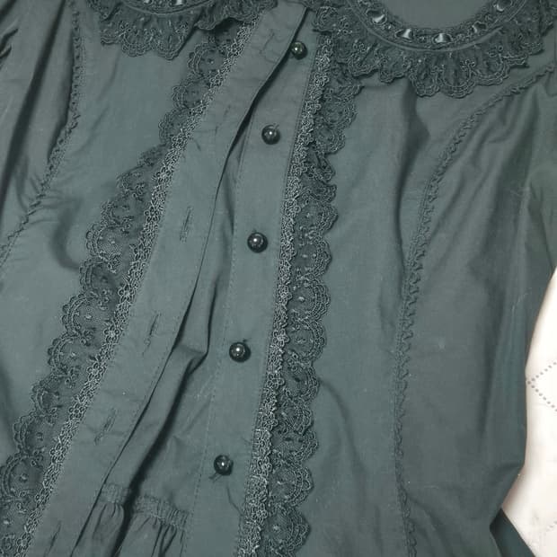 바디라인 우사미미 블랙 블라우스 일브 빈티지 갸루 토끼 고딕