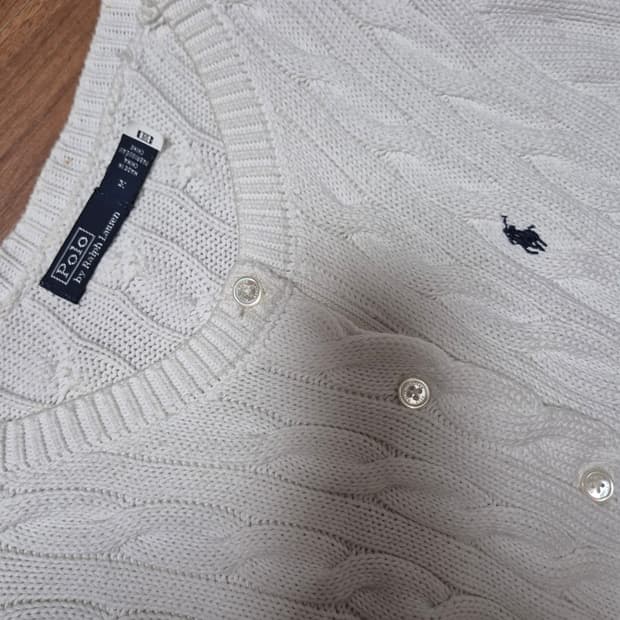 폴로 랄프로렌 케이블/꽈배기 가디건 화이트 여성 M