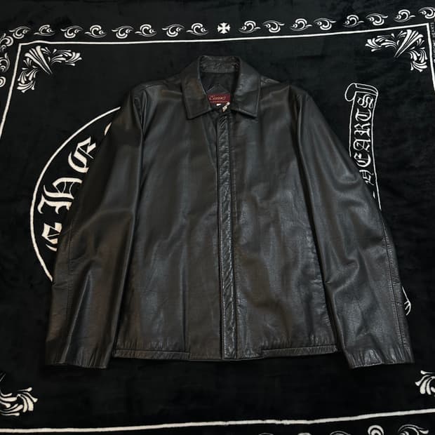 leather 미니멀 빈티지 레더자켓(소가죽)L