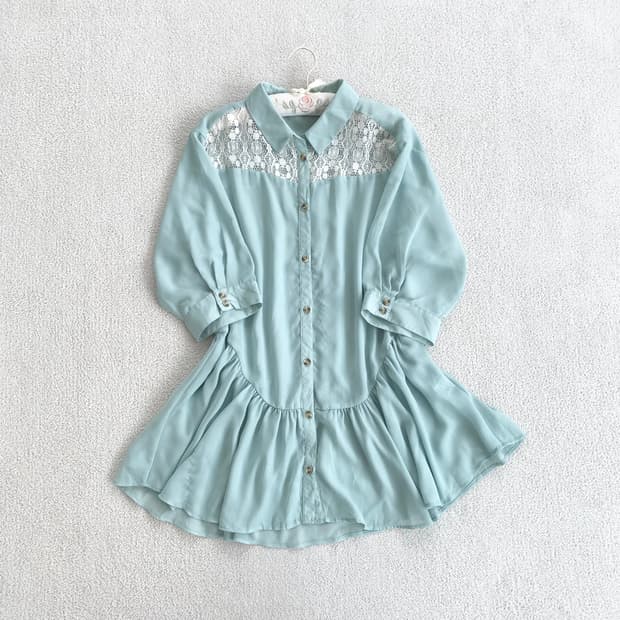 민트코어 ♥ 레이스 셔츠 쉬폰 원피스