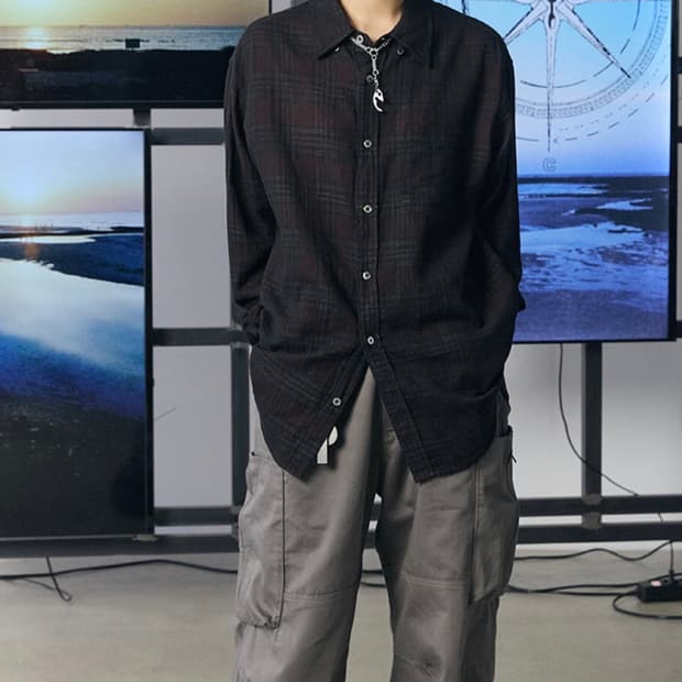 해칭룸 한로로 셔츠 블랙/레드 3사이즈