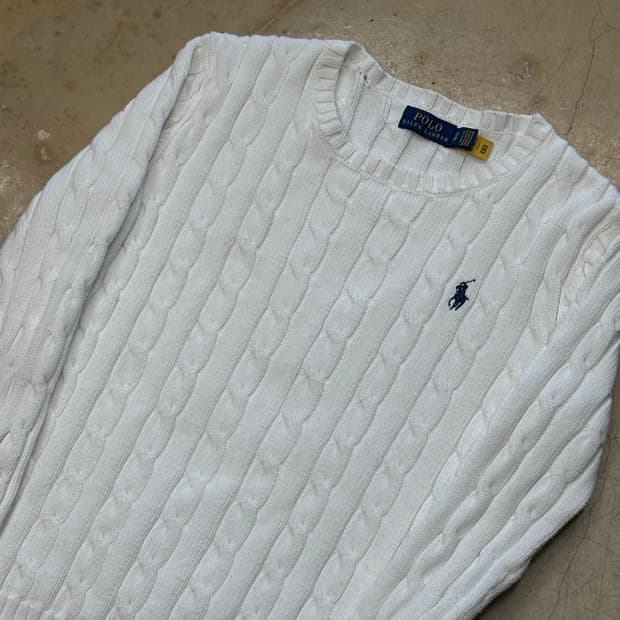 XS 폴로랄프로렌 여성용 화이트 긴팔 니트 