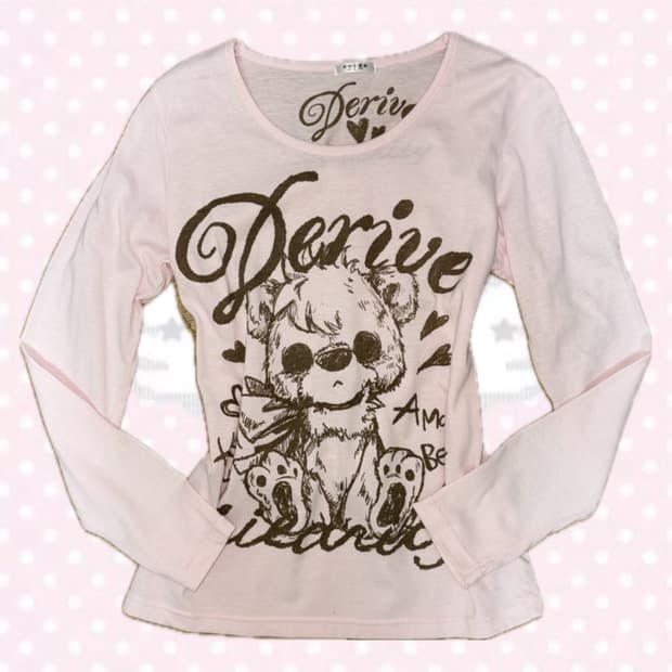 COIZA 콜자 딸기우유맛 핑크 베어 프린팅 긴팔 티셔츠 상의