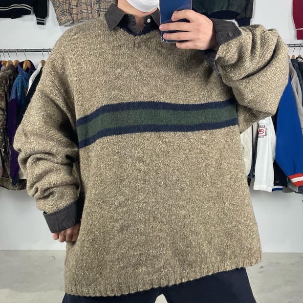 1990s USA 에디 바우어 보카시 브이넥 니트