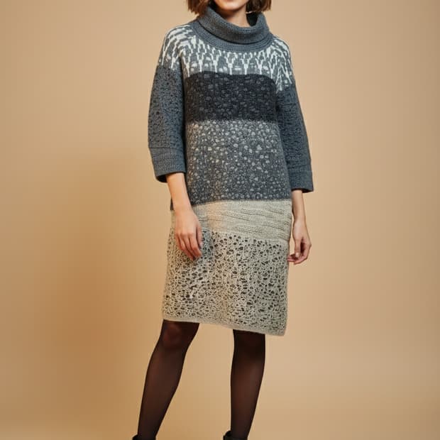 시스템 모헤어패턴 니트 튜닉 원피스