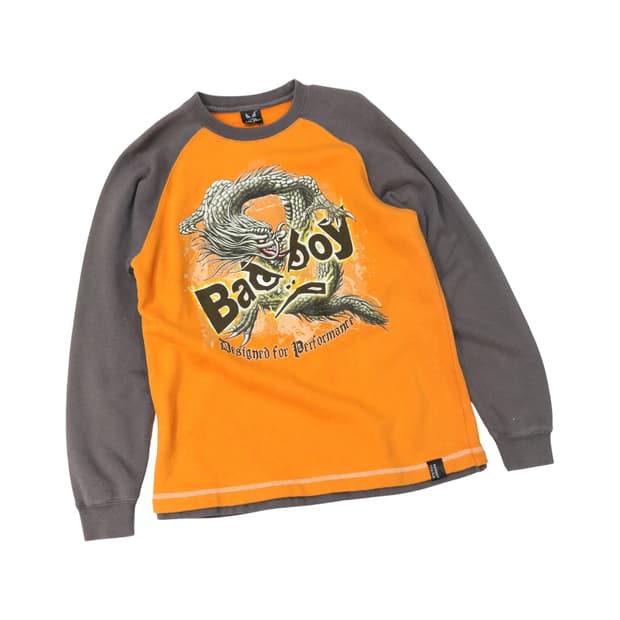 배드보이 빈티지 드래곤 그래픽 오렌지 배색 맨투맨