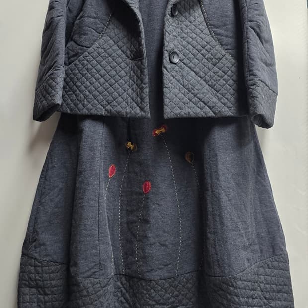 자방  지누시 면누빔 원피스. 자켓 세트