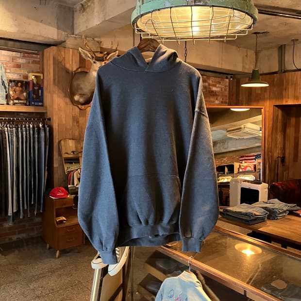 00s 빈티지 러셀 플레인 후드 스웻 셔츠