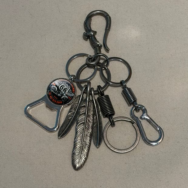 Route 66 빈티지 멀티 참 키링