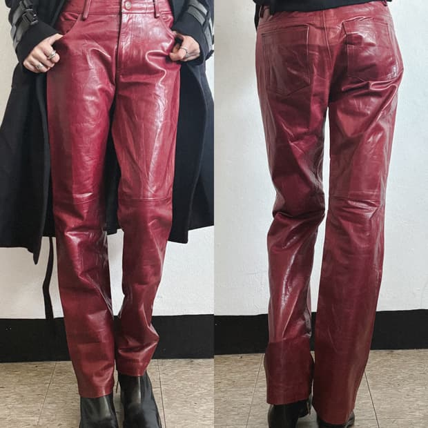 earl jean 세미 플레어 레더팬츠