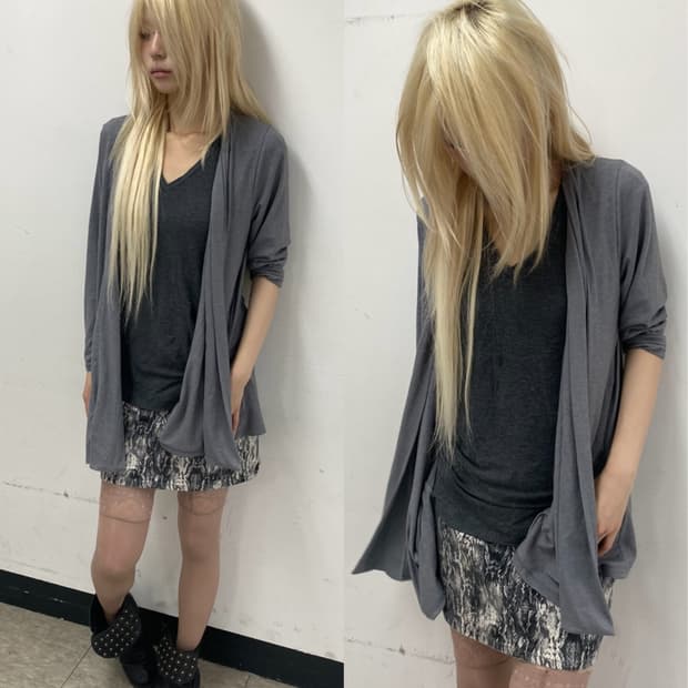 Y2K Grey Draped Cardigan