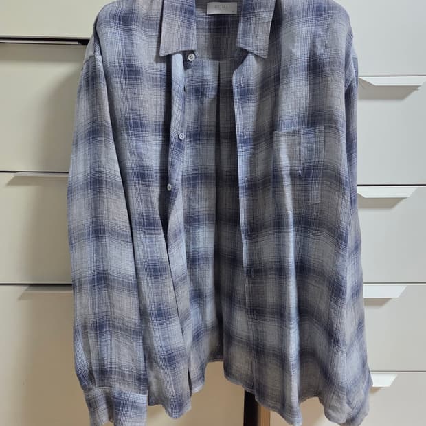 모마디자인 재패니즈 린넨 체크 셔츠 네이비블루 48사이즈