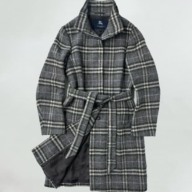 버버리 이태리 노바체크 하이넥 코트