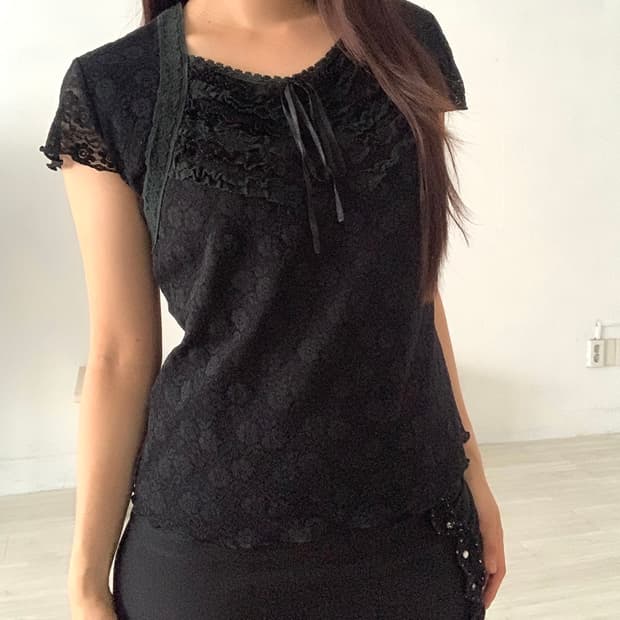 Black Fairy Feminine Lace Blouse