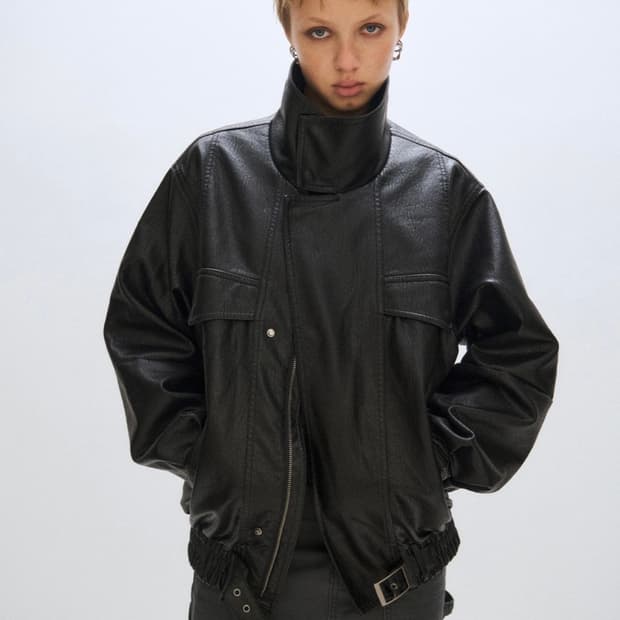 플리즈프로젝트 VEGAN LEATHER FLIGHT JACKET