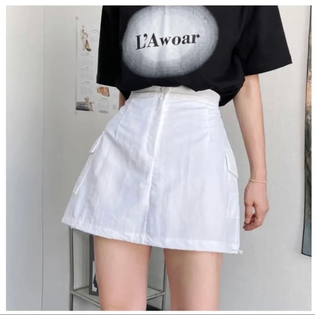 [새상품] 폴리 스트링 카고 치마