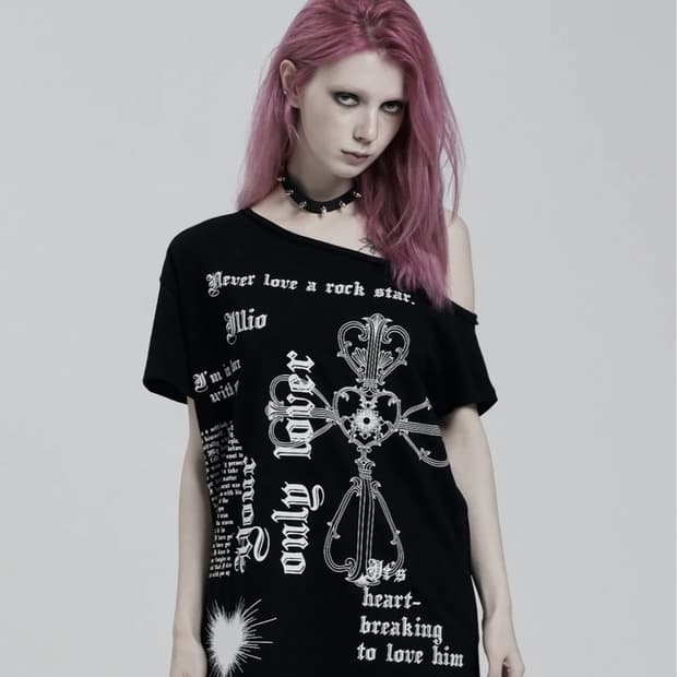 일리오 원숄더 티셔츠 블랙 ONE SHOULDER T-SHIRTS