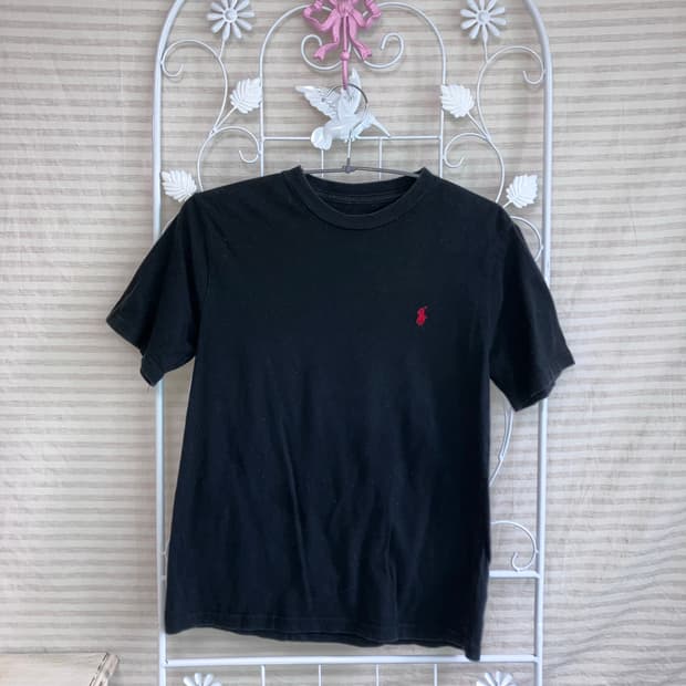 빈티지 블랙 폴로 반팔 티셔츠 y2k 스트릿 갸루 펑키 445 fabri