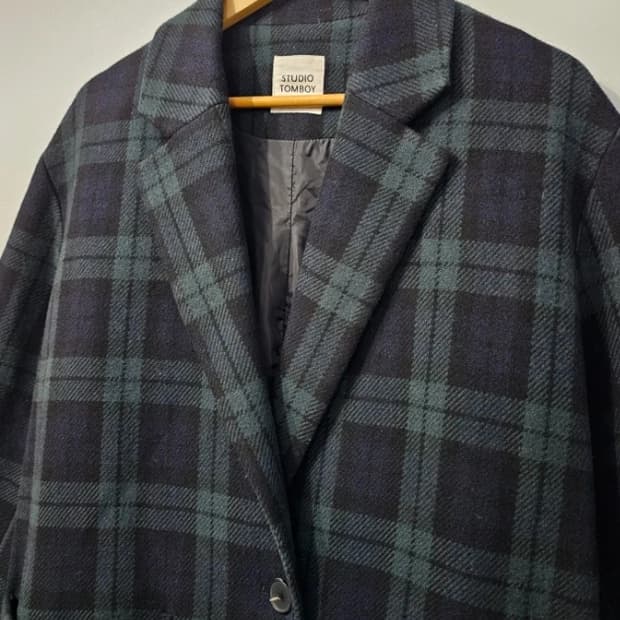 스튜디오 톰보이 체크 롱 코트 ~55