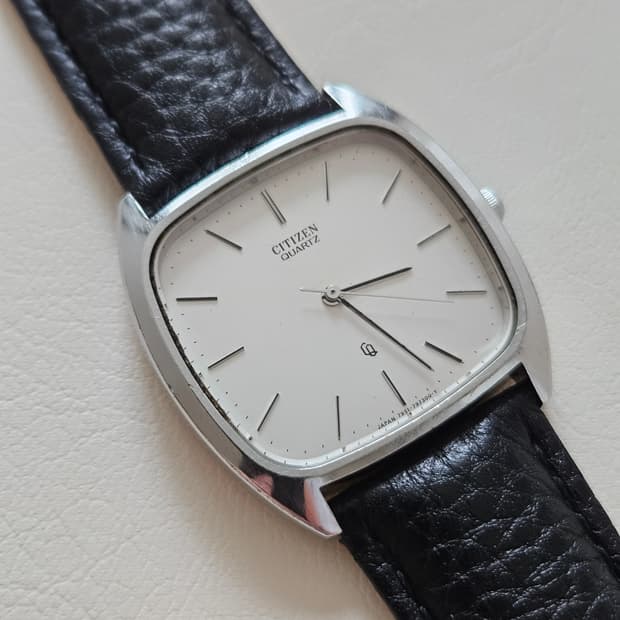 빈티지 시티즌 쿼츠 가죽 시계