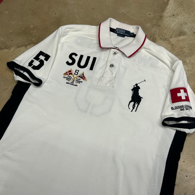 XXL 폴로랄프로렌 치프키프 스위스 화이트 카라 반팔티