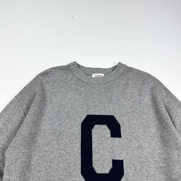 커버낫 C로고 차콜 크루넥 울 니트 (XL)