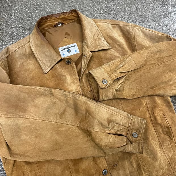 90s 빈티지 가죽 트러커 자켓 (105-110)