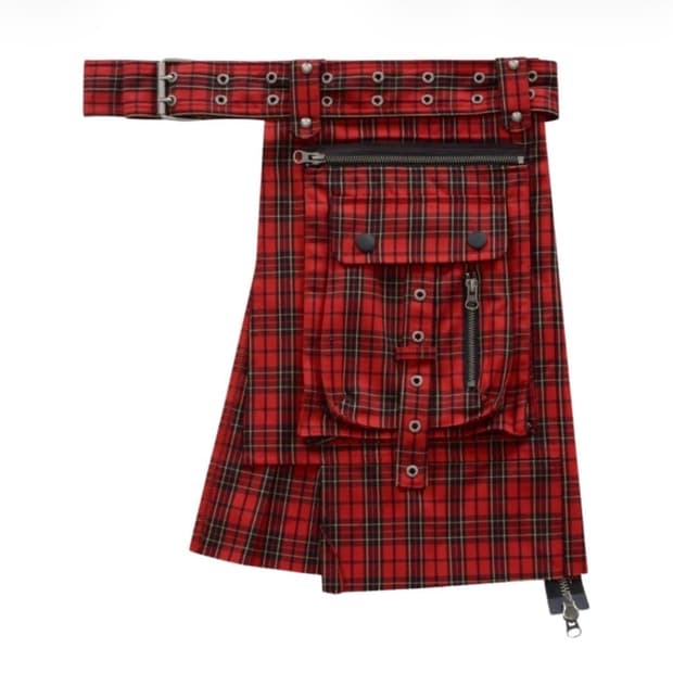 베이컨트 아카이브 체크 레이어드 스커트 벨트