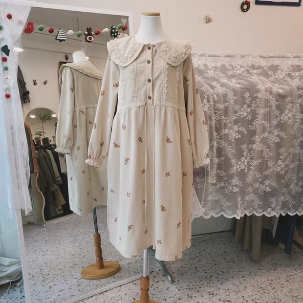 JYZI 코듀로이 플라워자수 기모 원피스