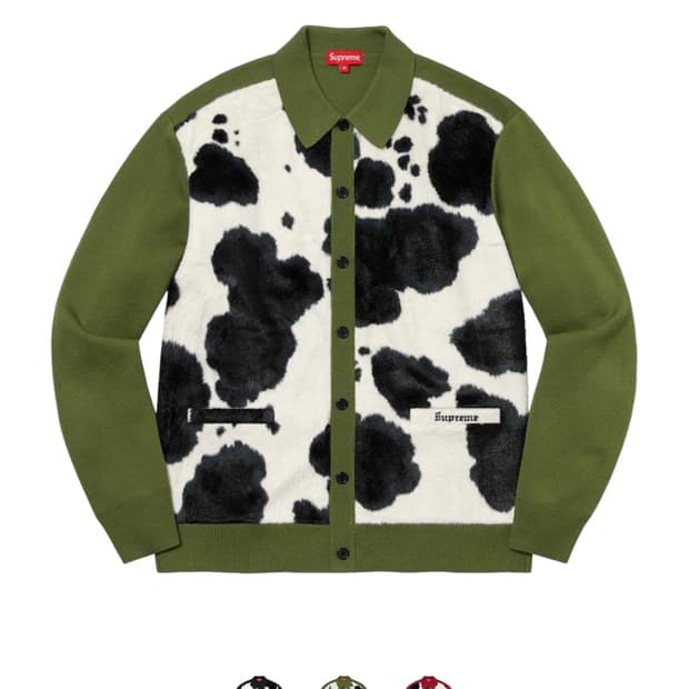슈프림 카우프린트 가디건 모스