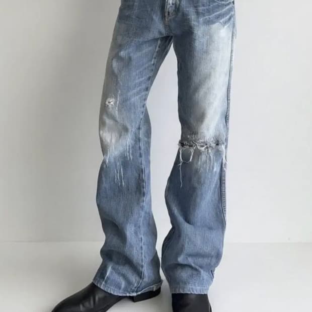 빈티지 ERD Trashed Trim 플레어진 부츠컷