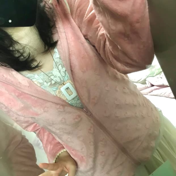 💖대장💖 핑크 하트 펀칭 벨벳 후드집업 | 양산 갸루 빈티지 페어리