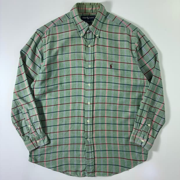 Polo  폴로 랄프로렌 자수 코튼 그린 타탄체크 셔츠  