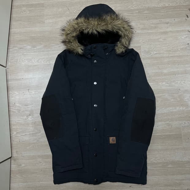 칼하트 트래퍼 와펜 퍼후드 야상 롱패딩 파카 [블랙] S/90