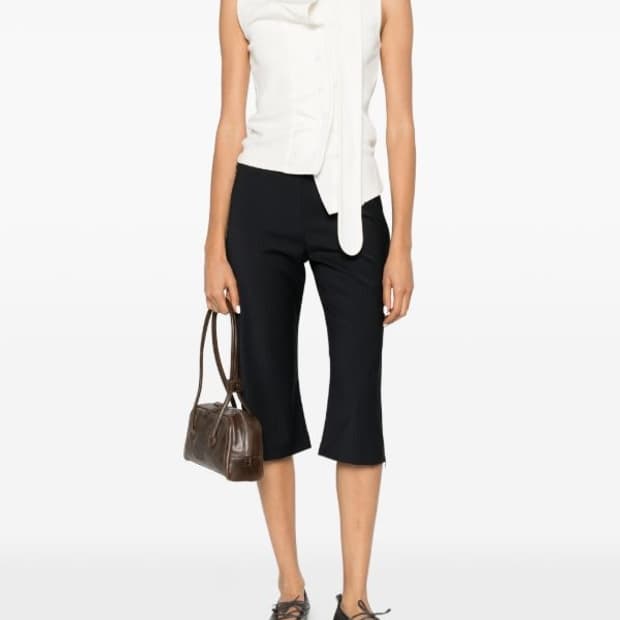 [36,38]팔로마울 LUMIETI 스트라이프 지퍼 카프리 팬츠