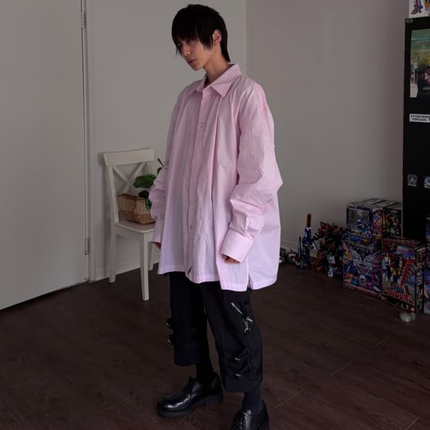 Richard Yoo 슈페리어 오버 패턴 믹스 셔츠