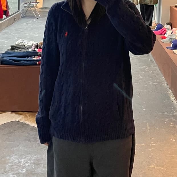 폴로 랄프로렌 네이비 반집업 니트 H2034