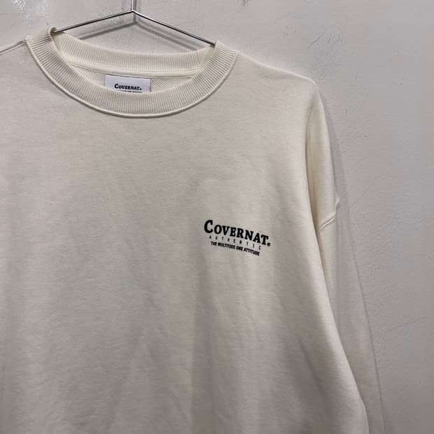 커버낫 백프린팅 헤비코튼 크림 맨투맨