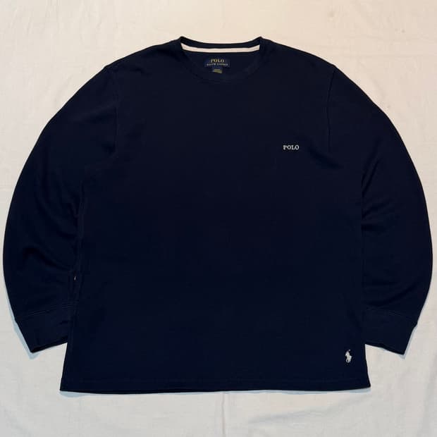 폴로 랄프로렌 바텀로고 와플 써멀 롱슬리브 네이비